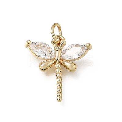 Brass Micro Pave Clear Cubic Zirconia Pendants CU-L001-09G-03-1