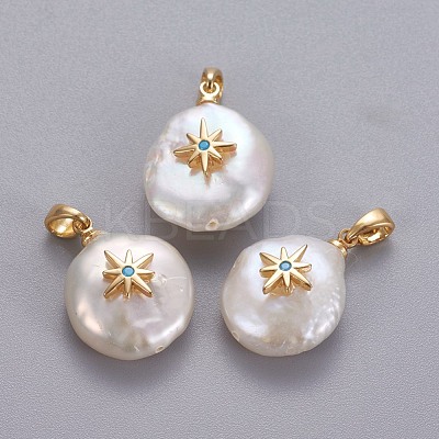 Natural Cultured Freshwater Pearl Pendants KK-L187-07G-1