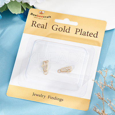 3Pcs Brass Micro Pave Clear Cubic Zirconia Lobster Claw Clasps ZIRC-BBC0002-19-1
