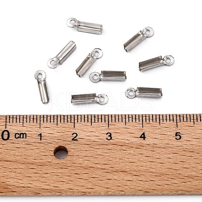 Tarnish Resistant 201 Stainless Steel Fold Over Crimp Cord Ends STAS-R055-07-1