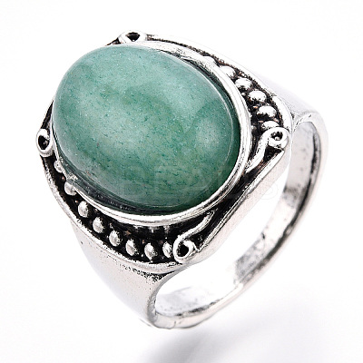Natural & Synthetic Mixed Gemstone Oval Finger Rings RJEW-N044-05-1