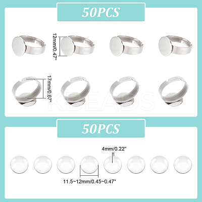 DIY Blank Dome Flat Round Finger Ring Making Kit DIY-UN0004-51-1