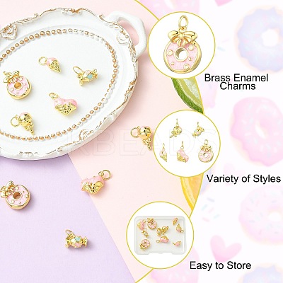 10Pcs 5 Styles Rack Plating Brass Enamel Charms KK-CJ0002-97-1