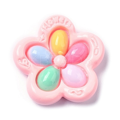 Opaque Flower Resin Cabochons LS-RESI-C035-01B-1