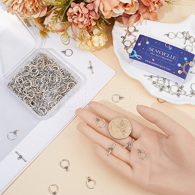 120Pcs Tibetan Style Alloy Toggle Clasps FIND-SC0008-07-1