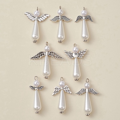 16Pcs 2 style Acrylic Imitation Pearl & Alloy Charms FIND-YW0003-99-1