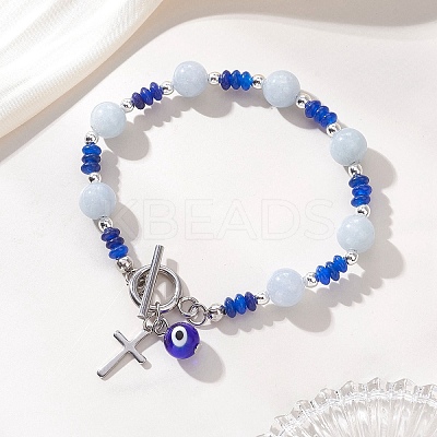 304 Stainless Steel & Lampwork Charm Bracelets BJEW-JB13111-1