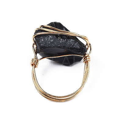 Irregular Raw Natural Gemstone Braided Finger Ring G-S359-378-1