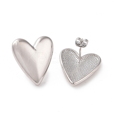 Brass Heart Stud Earrings for Women EJEW-C008-26P-1