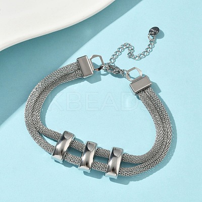304 Stainless Steel Mesh Chains Bracelets for Women BJEW-D344-02P-1