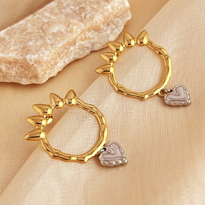 304 Stainless Steel Dangle Stud Earrings EJEW-K296-02GP-07-1
