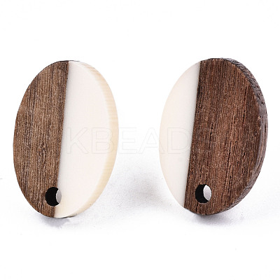 Opaque Resin & Walnut Wood Stud Earring Findings MAK-N032-004A-B03-1