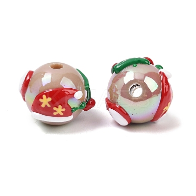 Christmas UV Plating Opaque Acrylic Beads OACR-H057-01C-1