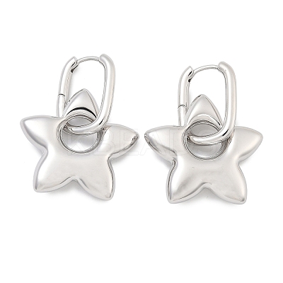 Star Brass Hoop Earrings for Women EJEW-U057-06C-02P-1