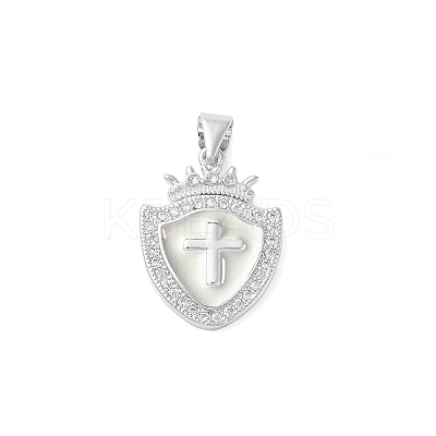 Rack Plating Brass Micro Pave Cubic Zirconia Pendants KK-P279-26A-S-1