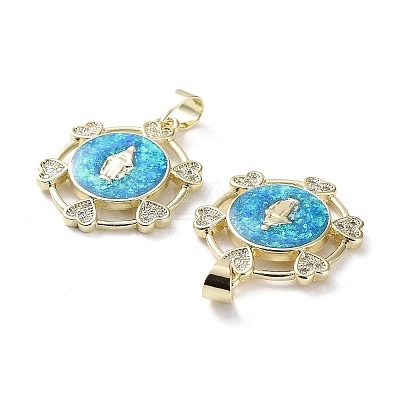 Rack Plating Brass Micro Pave Clear Cubic Zirconia Pendants KK-C041-06D-G-1
