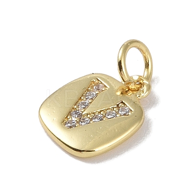 Rack Plating Brass Micro Pave CLear Cubic Zirconia Charms KK-E110-14G-V-1