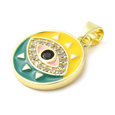 Real 18K Gold Plated Brass Clear Cubic Zirconia Pendants KK-A198-11G-01-1