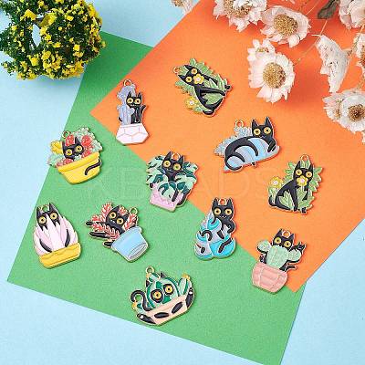 24Pcs 12 Style Alloy Enamel Pandants ENAM-SZ0004-19-1