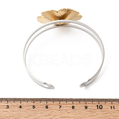 Two-Tone 304 Stainless Steel Cuff Bangles for Women BJEW-Z170-01GP-02-1