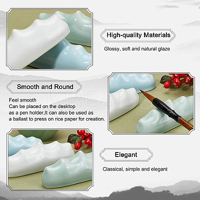 3Pcs 3 Colors Mountain Shaped Porcelain Brush Holder ODIS-PH0001-44-1