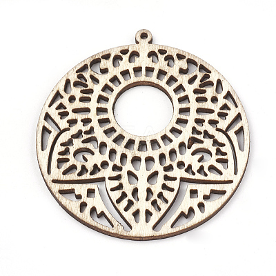 Undyed Wood Big Pendants X-WOOD-T008-42-1