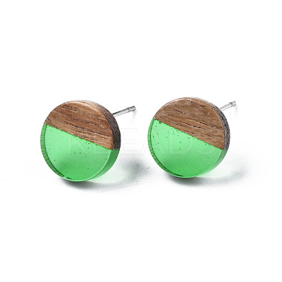 Transparent Resin & Walnut Wood Stud Earrings EJEW-N017-008-A02-1