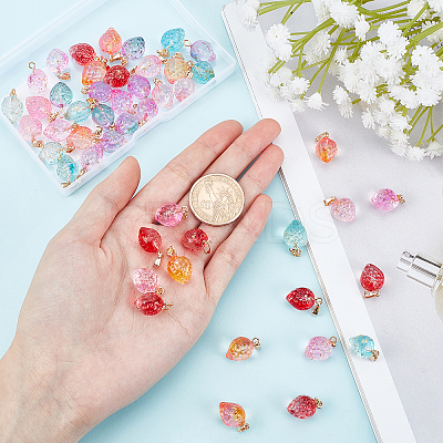 48Pcs 6 Colors Two Tone Transparent Spray Painted Glass Pendants GLAA-NB0001-38-1