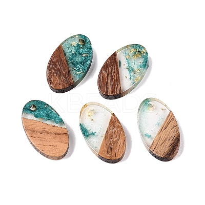 Transparent Resin and Walnut Wood Pendants RESI-T057-03I-1