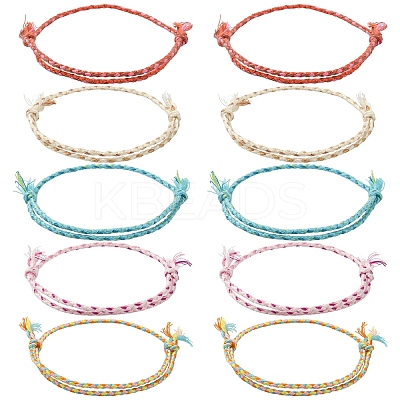 10Pcs 5 Colors Handmade Braided Cotton Cord Bracelets Making BJEW-YW00006-1