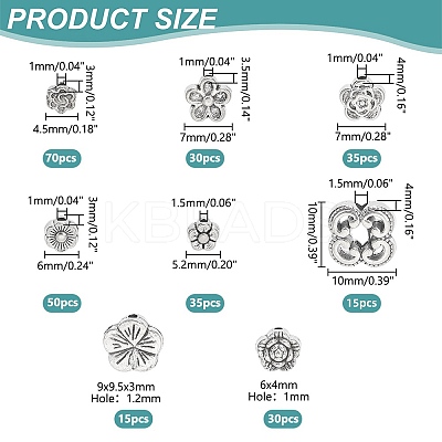 280Pcs 8 Style Tibetan Style Alloy Beads TIBEB-PH0018-58-1