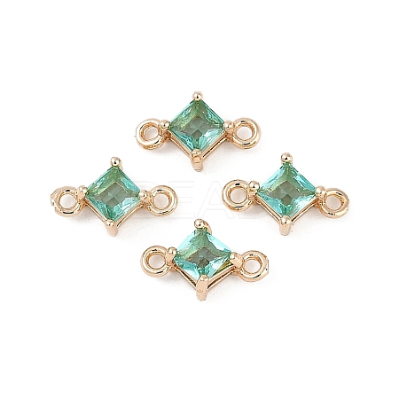 Brass Pave Glass Rhombus Links Connector Charms GLAA-Q088-001B-1