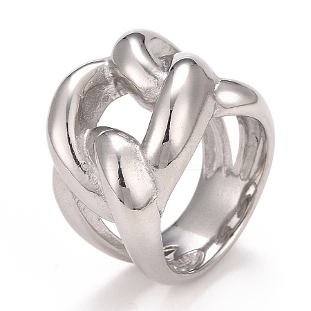 304 Stainless Steel Twist Oval Chunky Ring RJEW-B040-15A-P-1