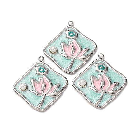 304 Stainless Steel Enamel Pendants STAS-P406-26D-P-1