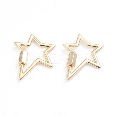 Brass Screw Carabiner Lock Charms X-ZIRC-I041-02G-1
