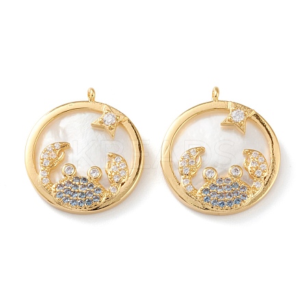 Real 18K Gold Plated Brass Micro Pave Clear Cubic Zirconia Pendants ZIRC-J039-14G-G-1