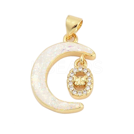Brass Micro Pave Cubic Zirconia Pendants KK-I723-19G-04-1