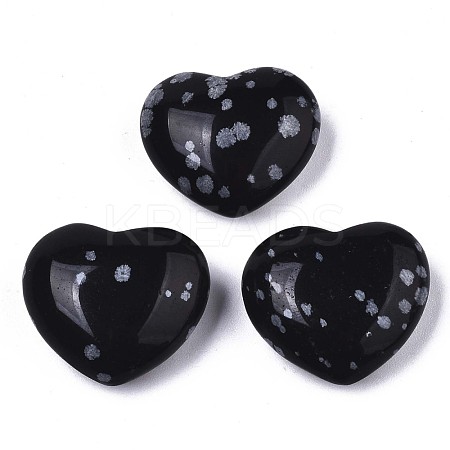 Natural Snowflake Obsidian Heart Love Stone G-N0326-56A-1