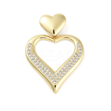 Rack Plating Brass Micro Pave Clear Cubic Zirconia Pendants KK-H474-19G-07-1