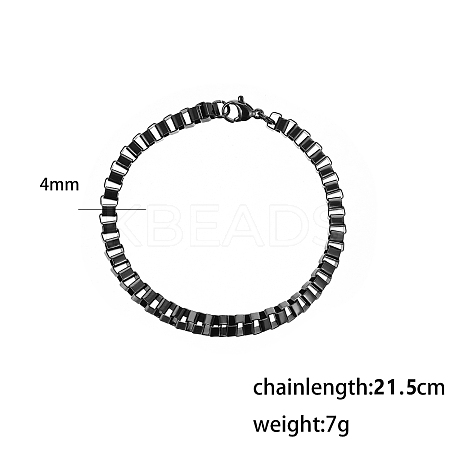 304 Stainless Steel Box Chain Bracelets for Men BK3651-3-1