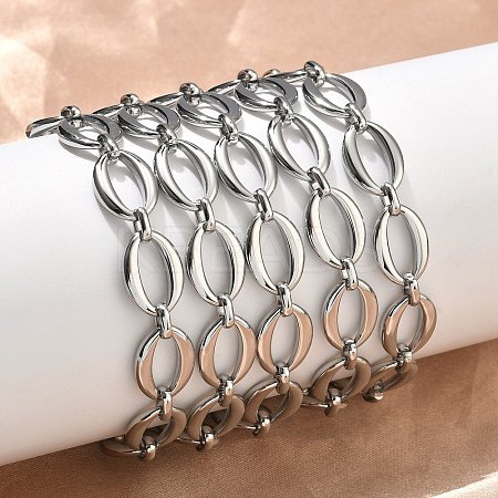 304 Stainless Steel Link Chain Bracelets for Women BJEW-B169-04A-P-1