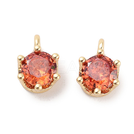 Brass Micro Pave Cubic Zirconia Charms KK-C051-39G-07-1