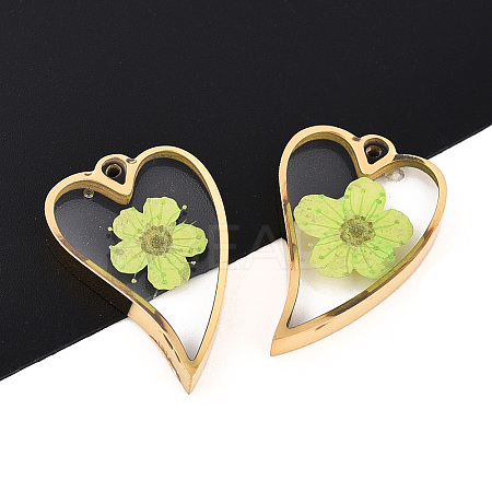 304 Stainless Steel Epoxy Resin Pendants STAS-T072-34-1