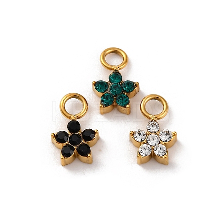 304 Stainless Steel Rhinestone Pendants STAS-M110-26G-1