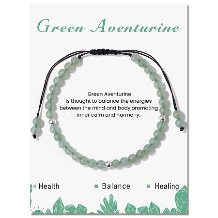 Natural Green Braided Bead Bracelets PW-WG425AA-06-1