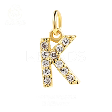 Brass Cubic Zirconia Pendants with Jump Rings FIND-PW0024-09K-1