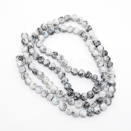 Baking Paint Glass Beads Strands FGLA-WH0001-01A-1