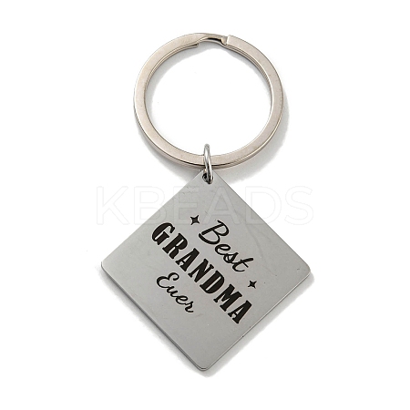 Mother's Day Gift 201 Stainless Steel Word Best Grandma Keychains LS-KEYC-E040-01P-01-1