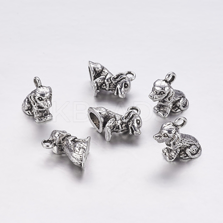 Tibetan Style Alloy Puppy Pendants X-TIBEP-19683-AS-NR-1