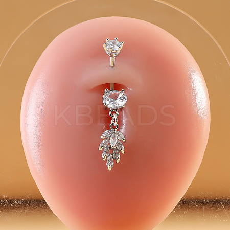316L Surgical Stainless Steel Micro Pave Clear Cubic Zirconia Belly Rings FS-WG9E32A-01-1
